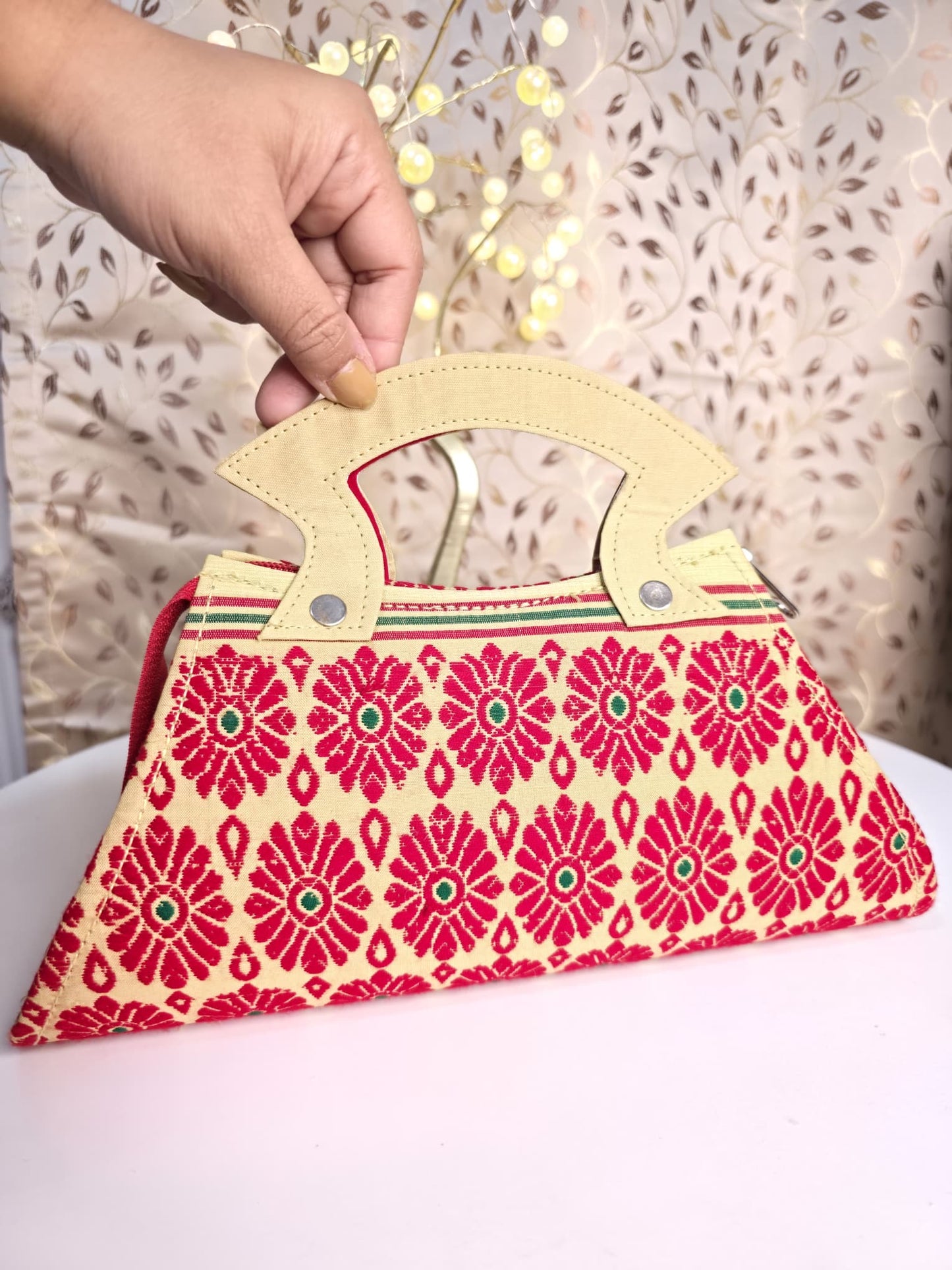 Assam traditional red white combination Clutch