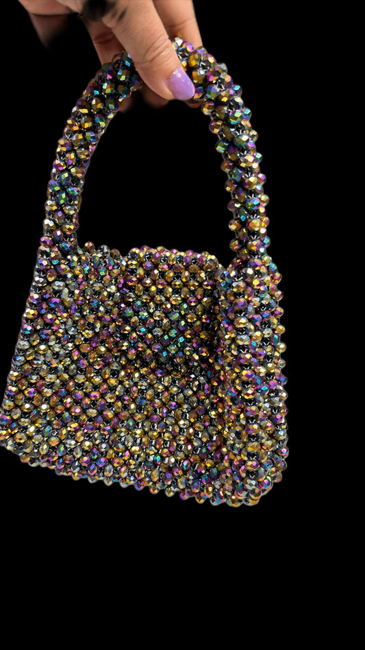 ICONIC Hued Crystal Beaded Bag with Sling