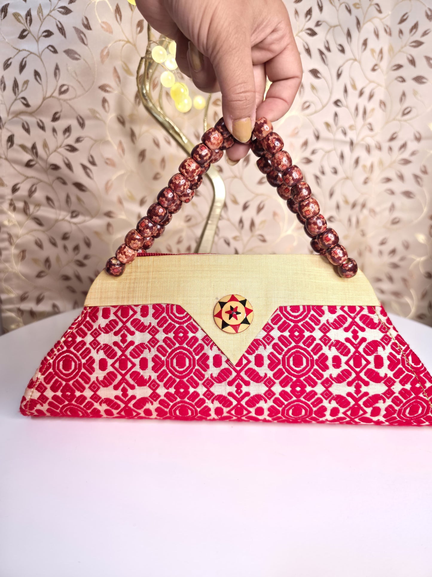 Traditional Assam beaded sling clutch bag
