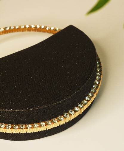 Sequence Semi circle clutch bag with stone handle