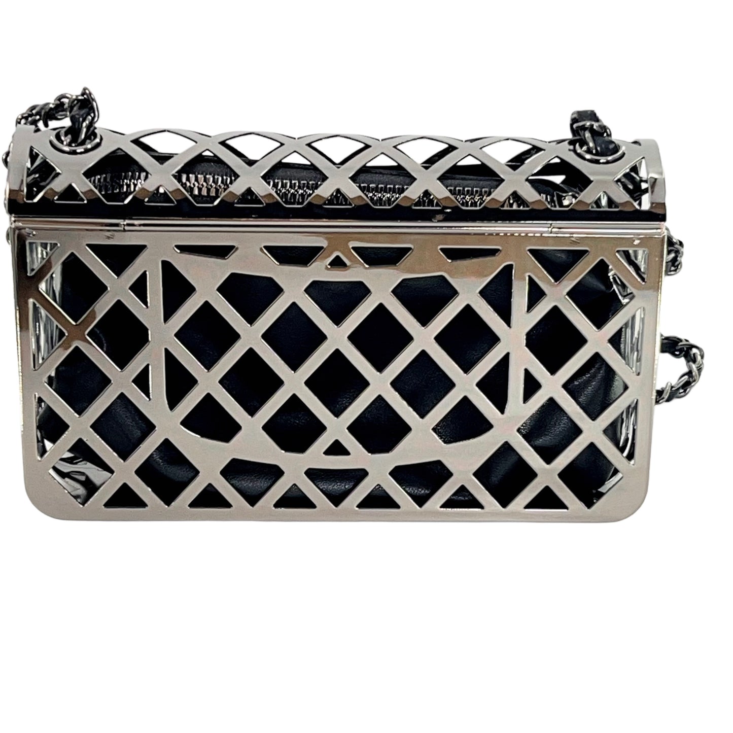 Metallic frame Box clutch with pouch