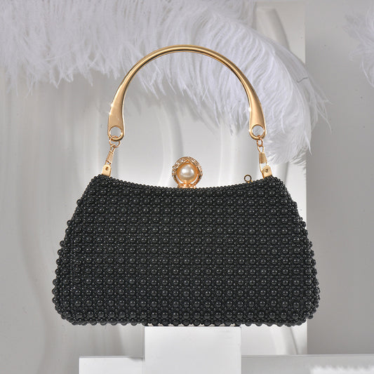 Pearl/beads handled party clutch