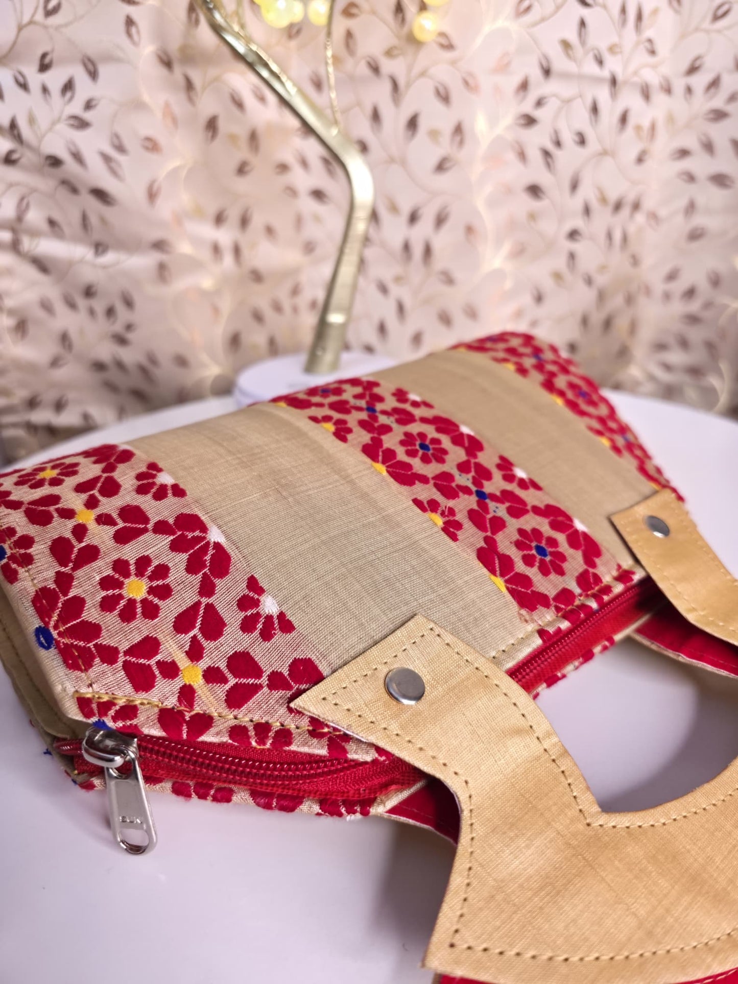 Assam traditional red white combination Clutch