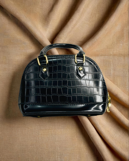 Sleek and Black medium sized handbag