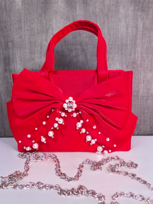 Pearl Embellished Bow bag