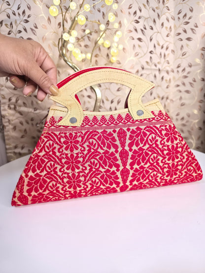 Assam traditional red white combination Clutch