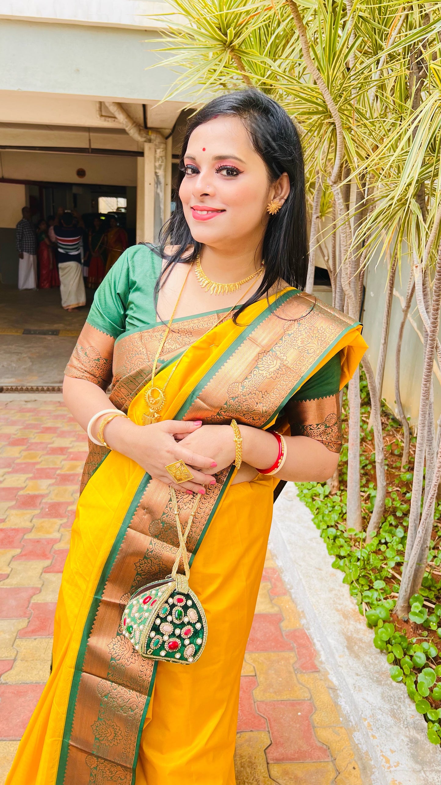Velvet Multi  stone Potli