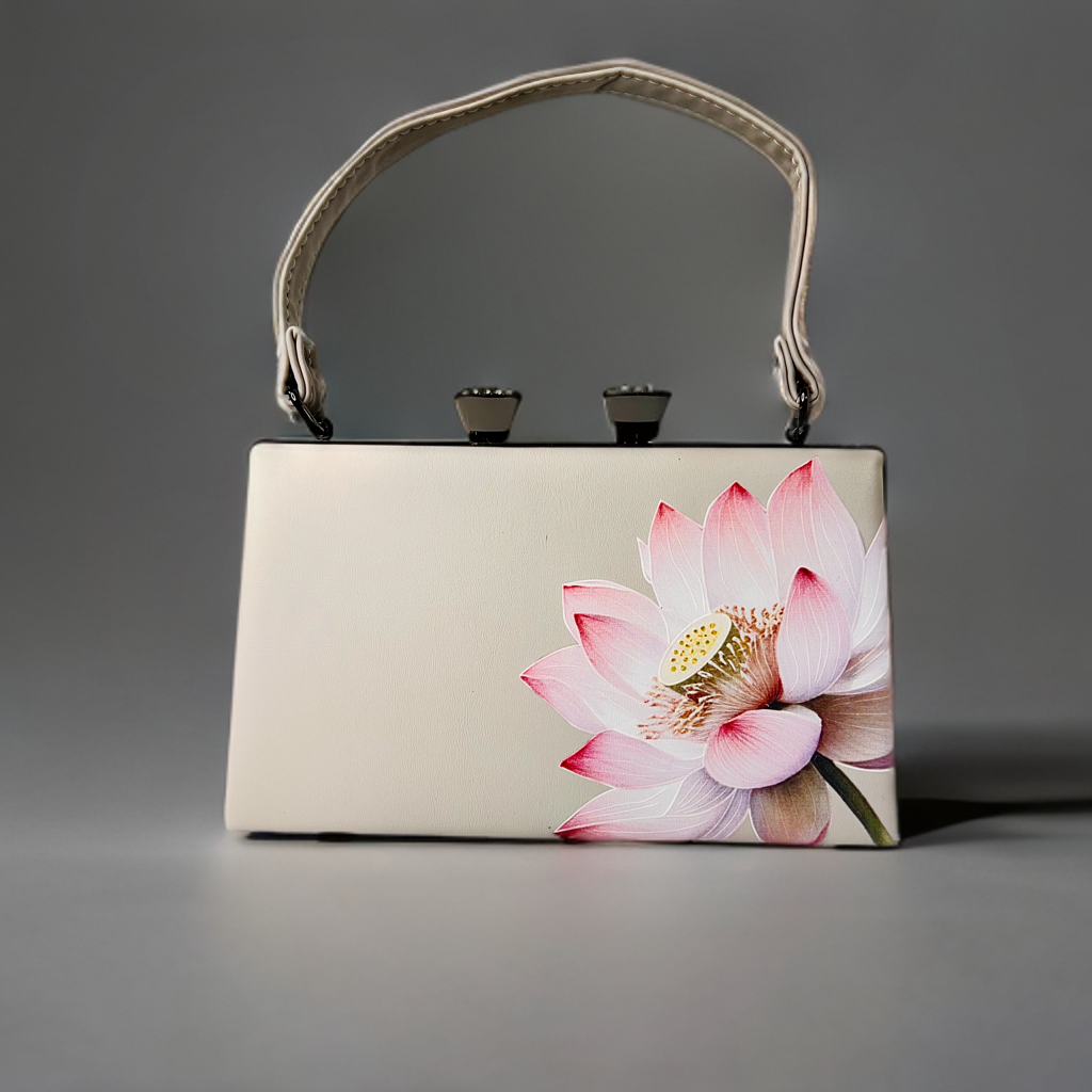 Off-white 3D lotus flower printed hand bag