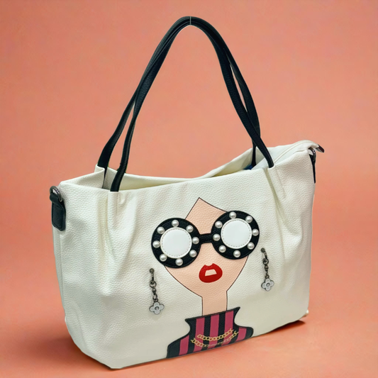 3D Girl Face Funky Tote Bag