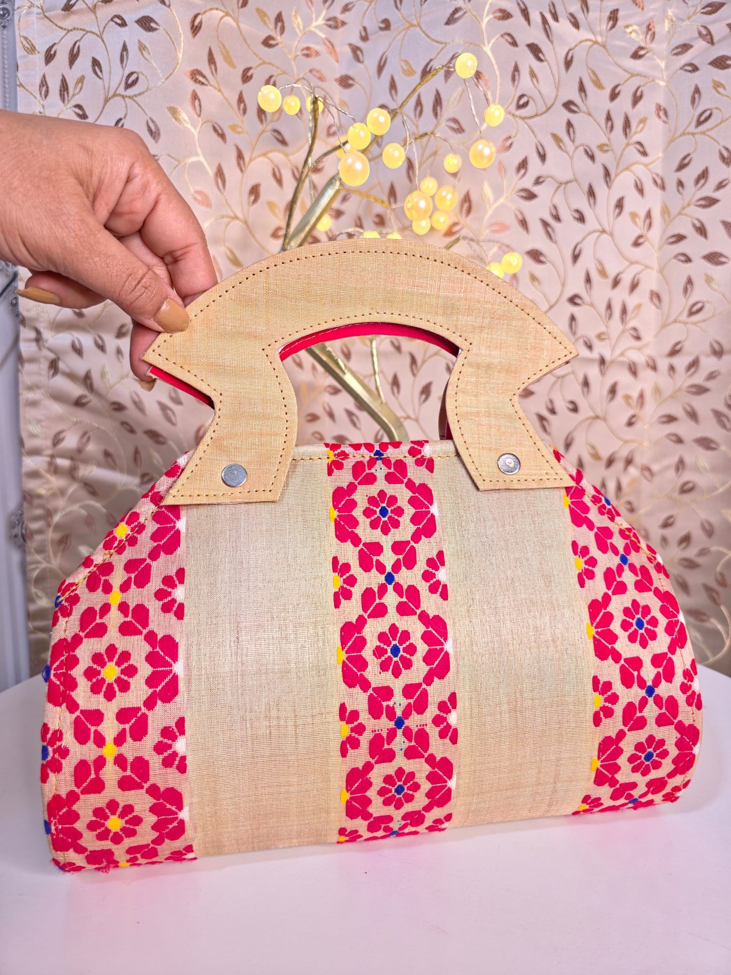 Assam traditional red white combination Clutch