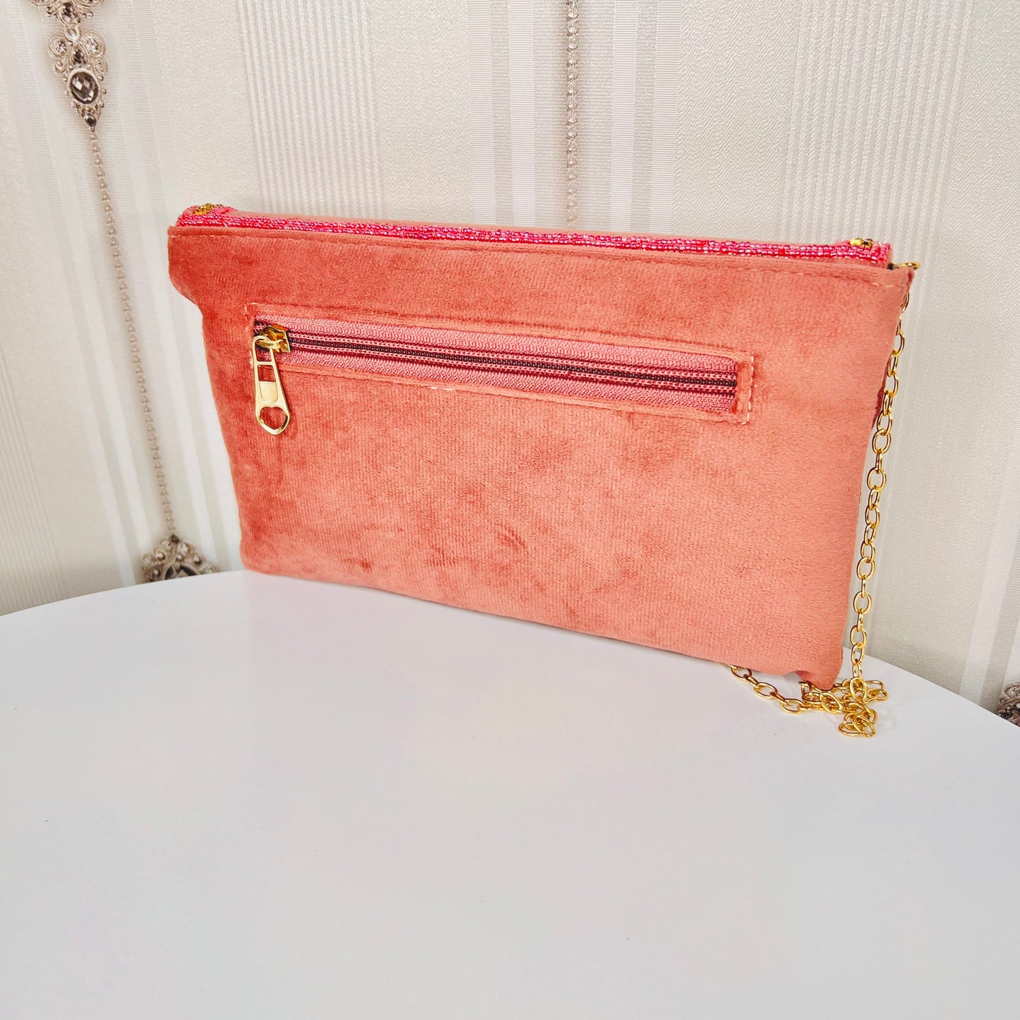 Sassy stone work flower purse with sling
