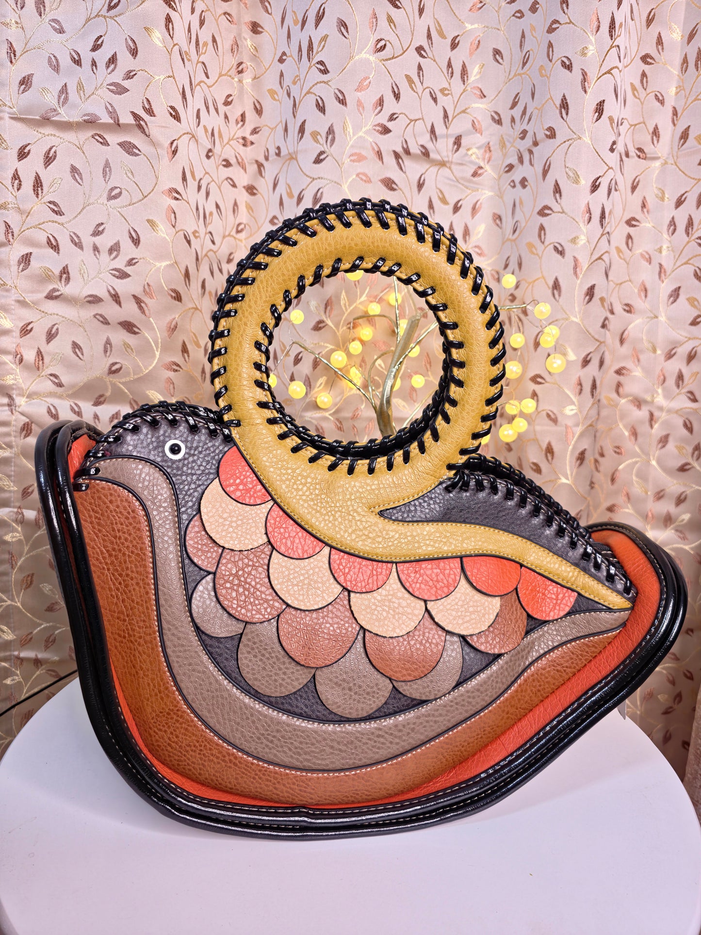 Bird Designer two compartment hand bag. Extra pouch inside