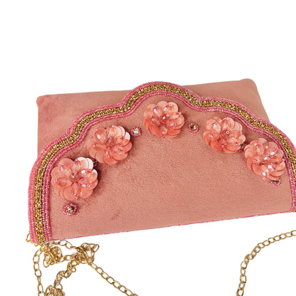 Sassy stone work flower purse with sling
