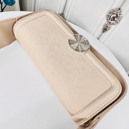 Striped Beige leather shoulder bag