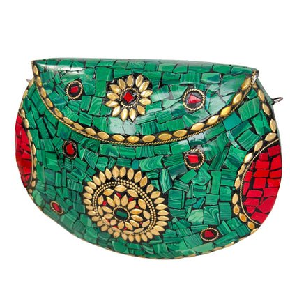 Hand painted metallic clutch