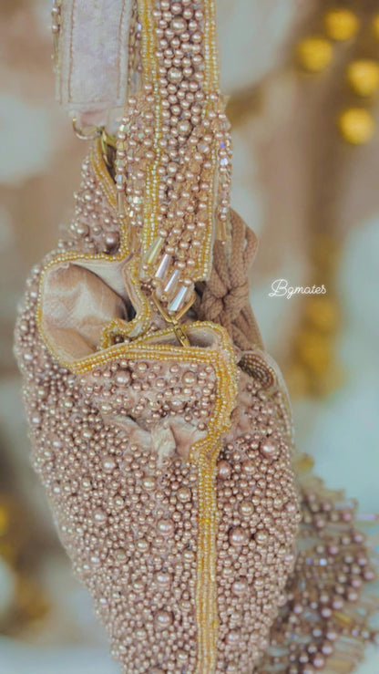Designer tessle Beads with pearl embroidery  Potli bag