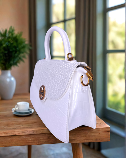 White exclusive belly handbag