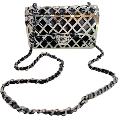 Metallic frame Box clutch with pouch