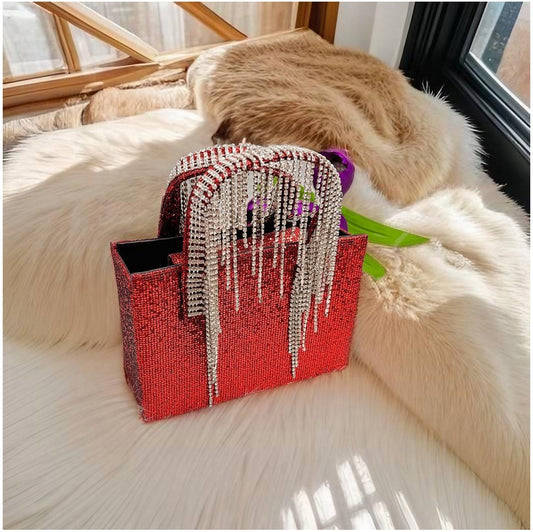 Imported Bridal bag with Rhinestone tessle