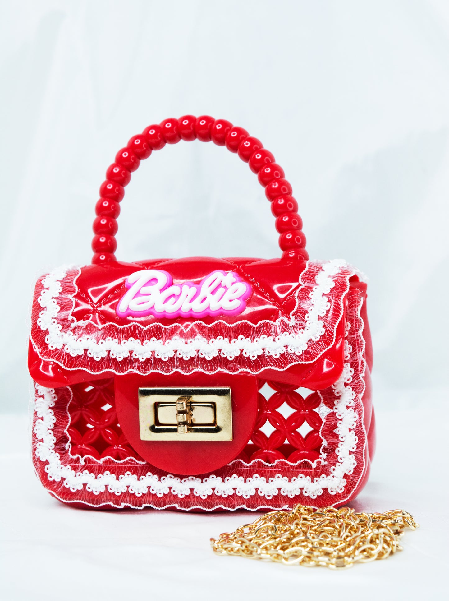Kids barbie frill handbag