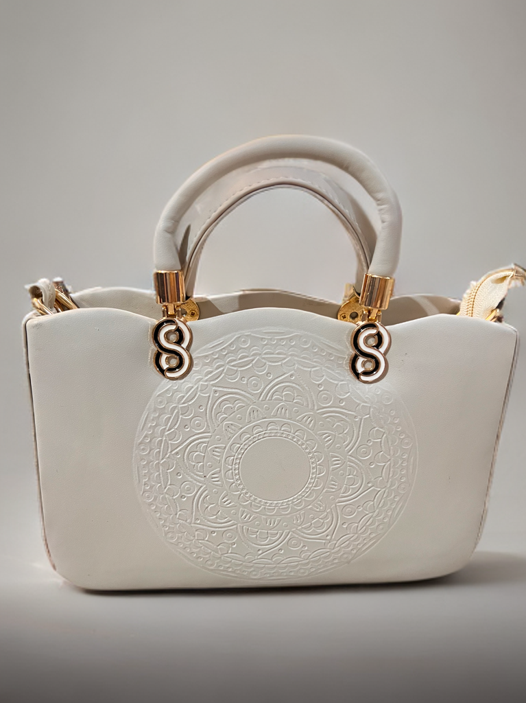Soft leather handbag white small