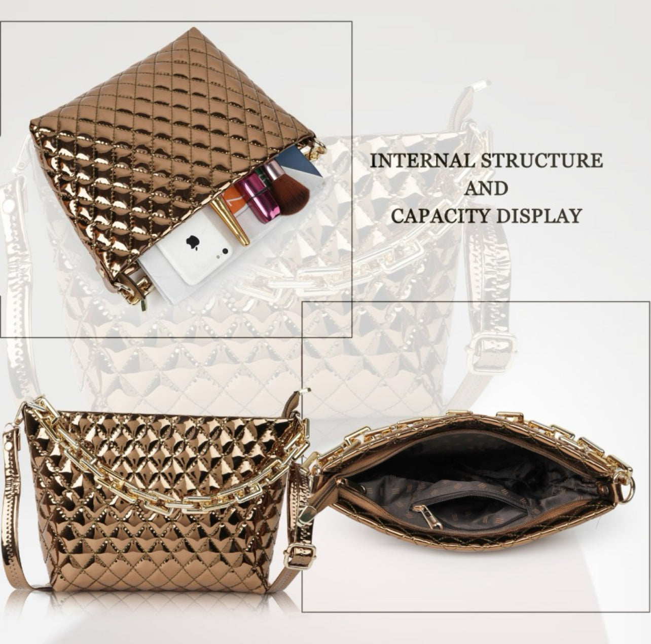 BAGMATES dazzling copper colour handbag