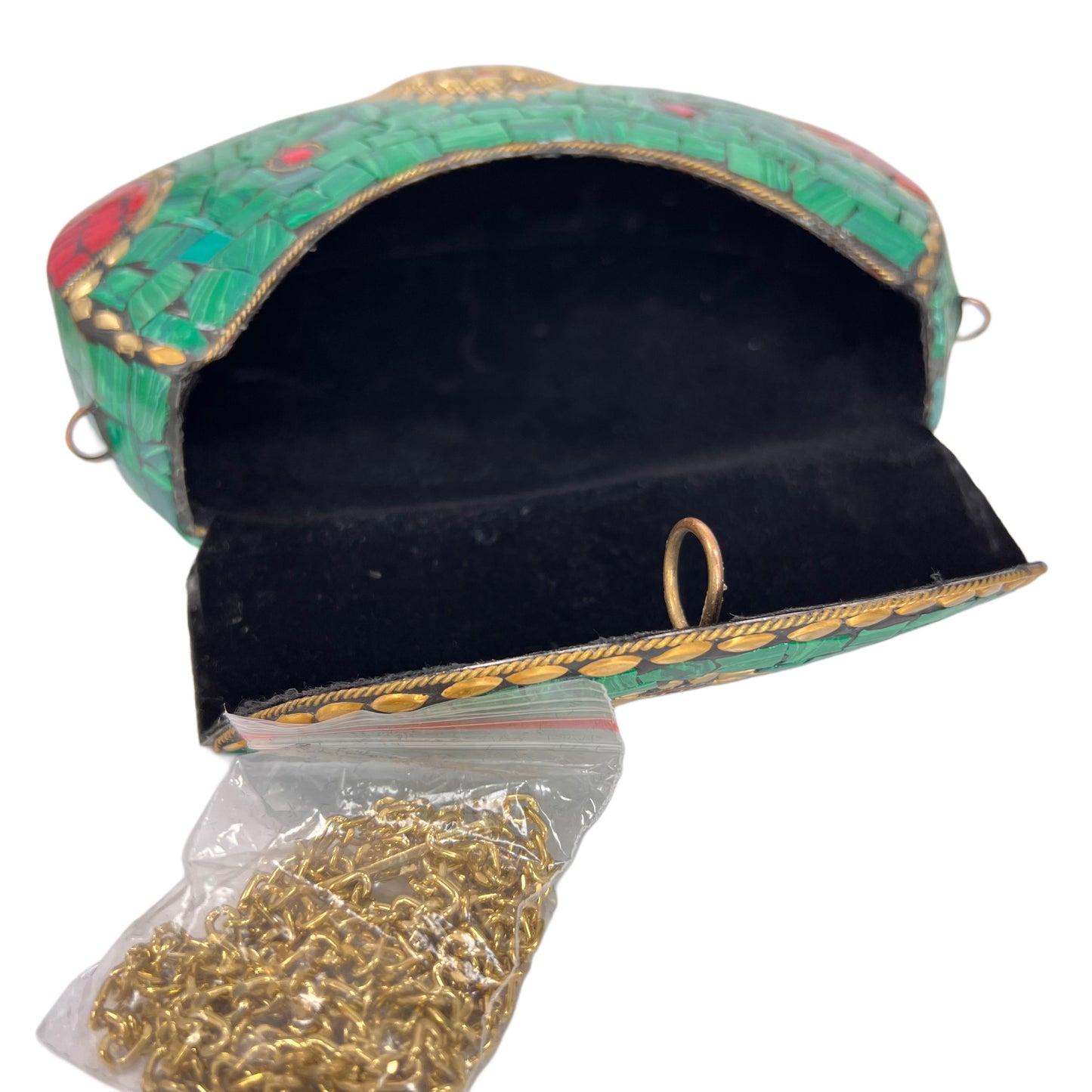 Hand painted metallic clutch