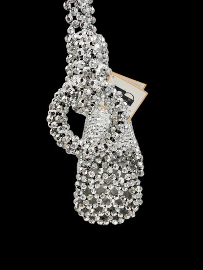 Silver Glamour beaded clutch bag