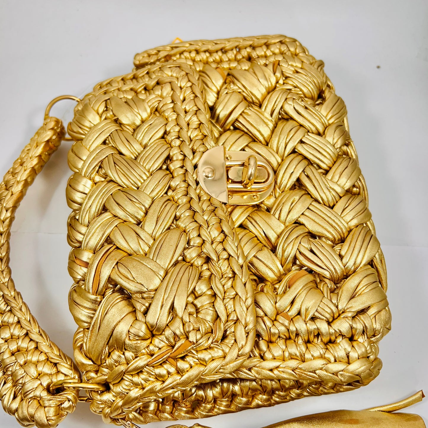 Exclusive Metallic t shirt yarn Crochet bag