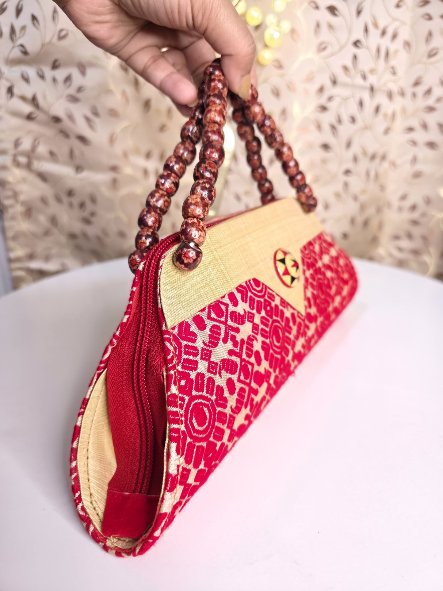 Traditional Assam beaded sling clutch bag
