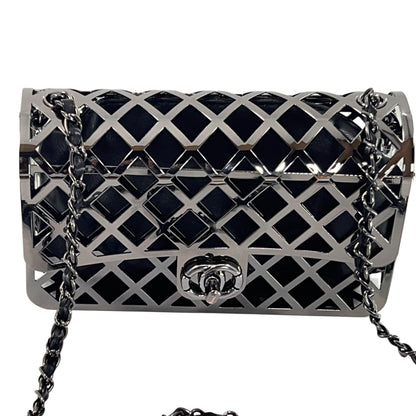 Metallic frame Box clutch with pouch