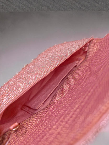 Elegant Peach stone work designer party wear clutch