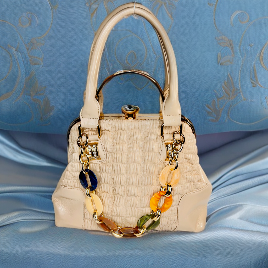 Ladies stone work Purse bag with stone handle