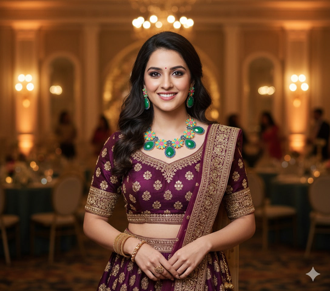 Vibrant Floral Statement Bib Necklace | Multi-Color Crystal & Enamel