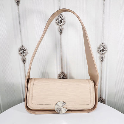Striped Beige leather shoulder bag
