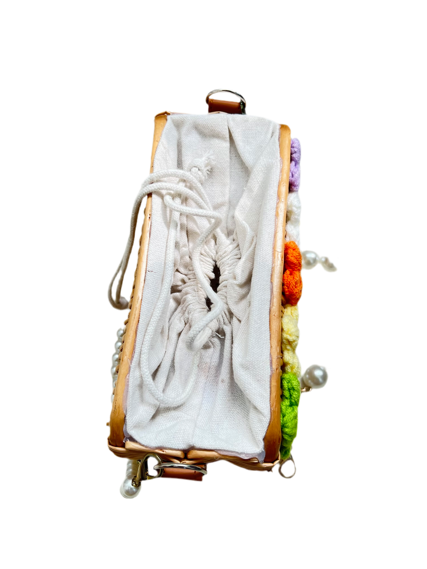 Bamboo Potli Rectangular With woolen Flower