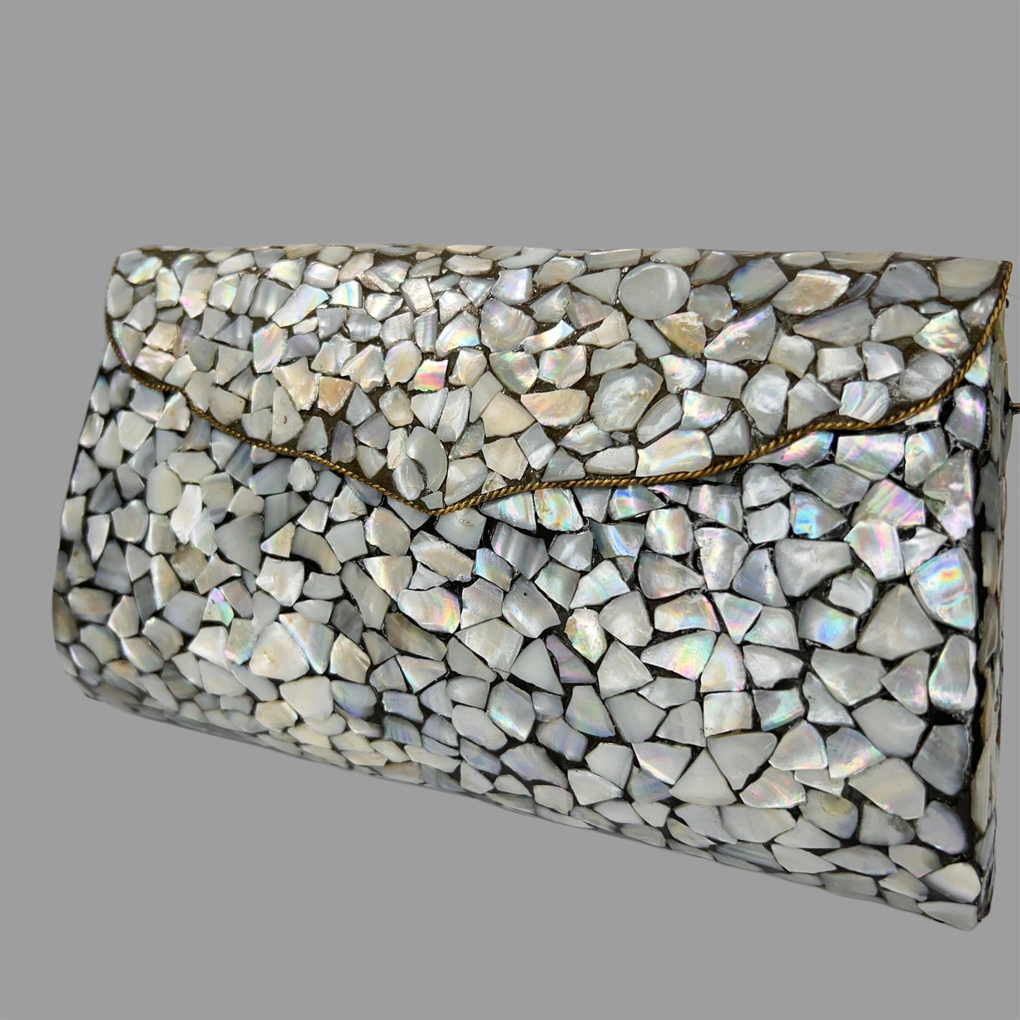 Marble finish metallic clutch
