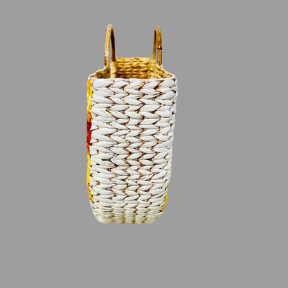 Seagrass U-tote bag -03 | All the Cultures Fabricating India Straw Bag | Small Tote Bag | Basket Bag | Bamboo Tote | Beach Bags for Women | Boho Bag | Half Moon Bag | White Handbag