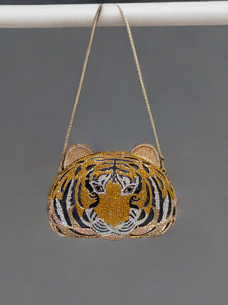 Crystal clutch - tiger face