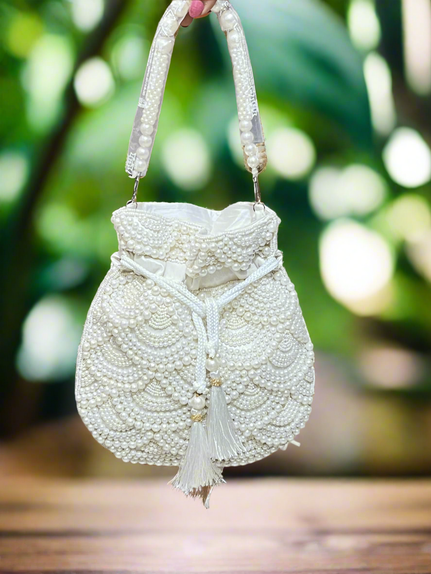 White pearl Potli