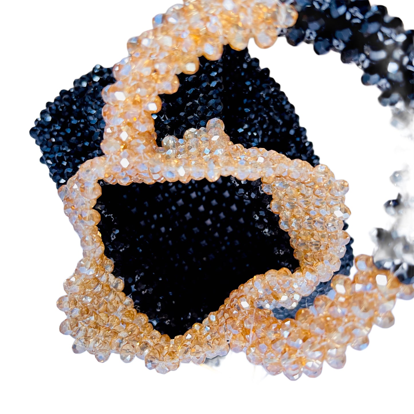 Designer Crystal potli black peach