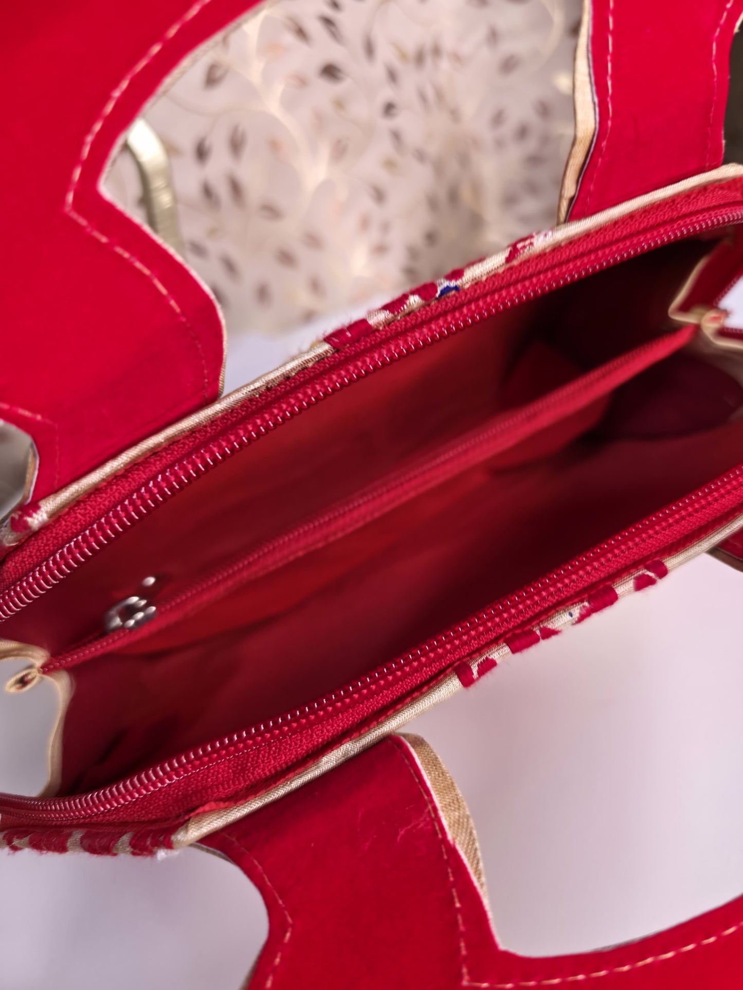Assam traditional red white combination Clutch