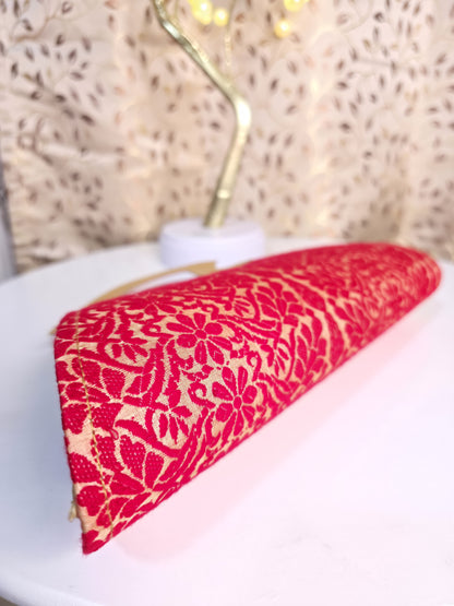 Assam traditional red white combination Clutch