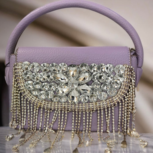 Leather stone clutch bag