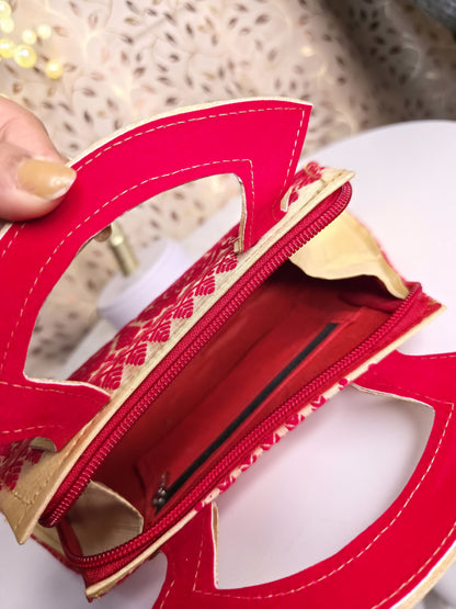 Assam traditional red white combination Clutch