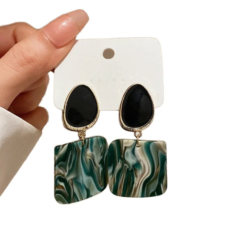 New Dangle Drop Earring Big Statement Acrylic Stripe Round Earrings Long Geometric Earrings for Women