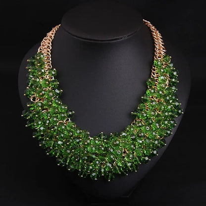American Vintage Simple Diamond Artificial Bridal Jewellery Sets with Water Drop Link Chain