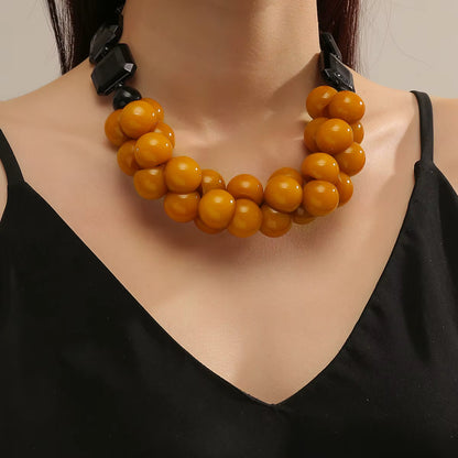 Chunky Beaded Statement Necklace for Women | Red & Yellow Bold Fashion Jewelry