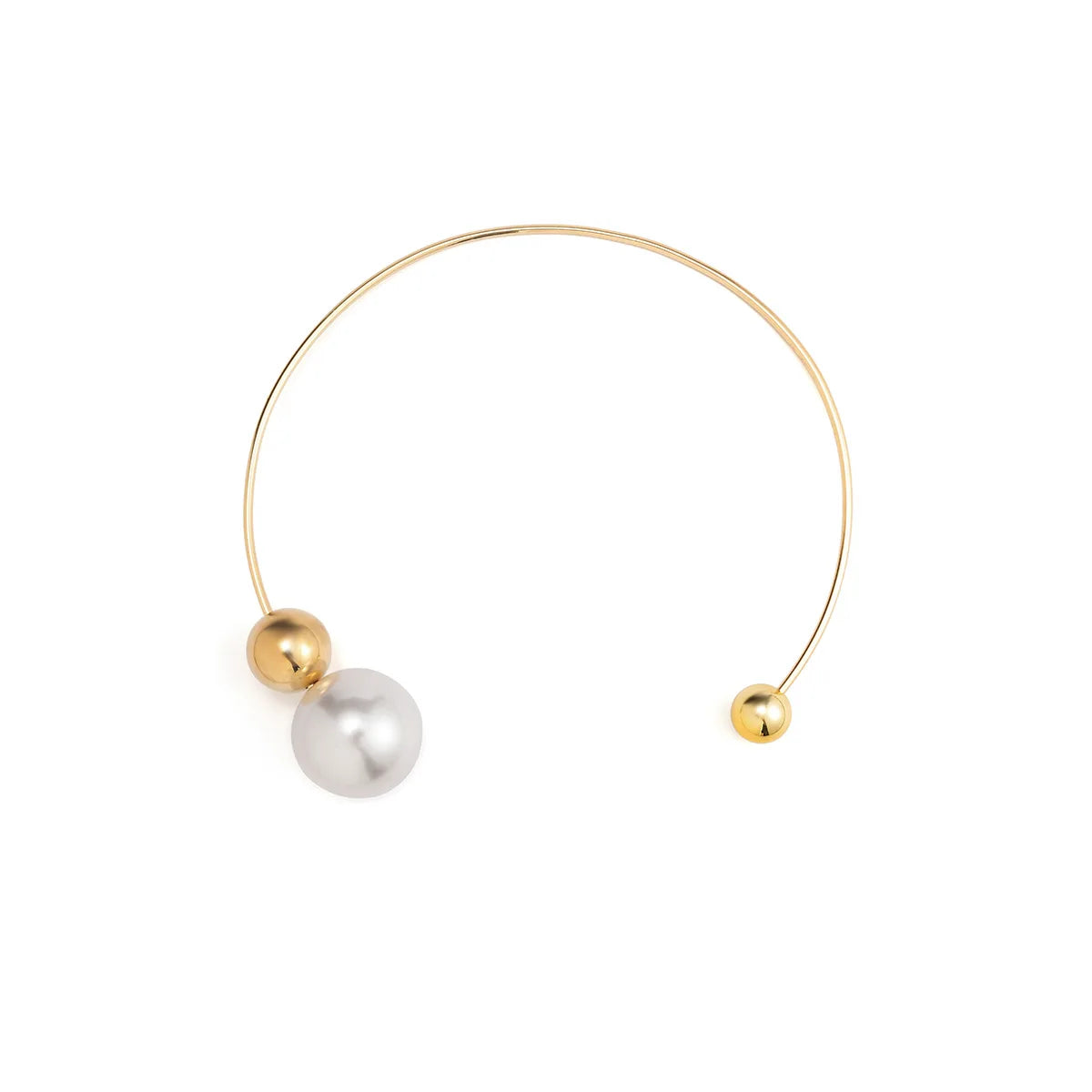 Simple Asymmetric Big Pearl Ball Necklace Metal Ring Collar Necklace Jewelry for Women