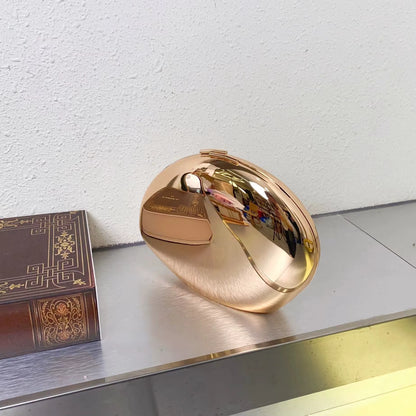 Chic Rose Gold Metallic Sphere Clutch Bag | Evening Purse